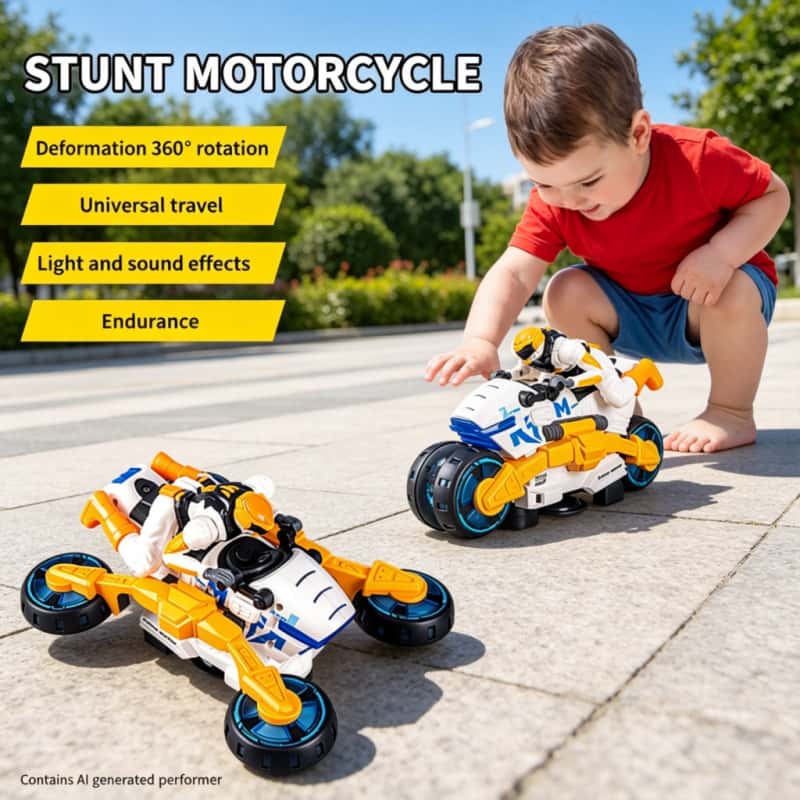 Kids Toys Xmas - Elektrische Stunt Transformeerbare Motorfiets Kinderspeelgoed 360