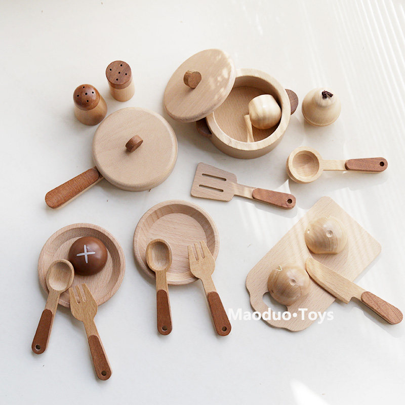 Kids Toys Kitchen Set - Maoduo Toys Beukenhouten Kinderkeuken Speelset Kookgerei