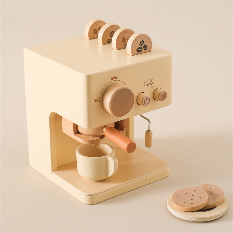 Kids Toys Kitchen Set - Kinderen Houten Montessori Speelgoedset Kinderen Koffiezetapparaat